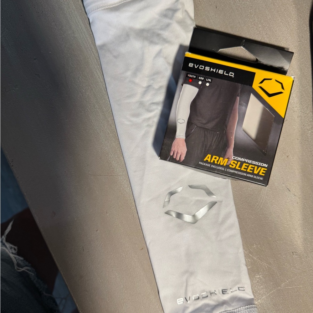 EvoShield Youth White Compression Arm Sleeve (big kid - approx. 7-12 years old)